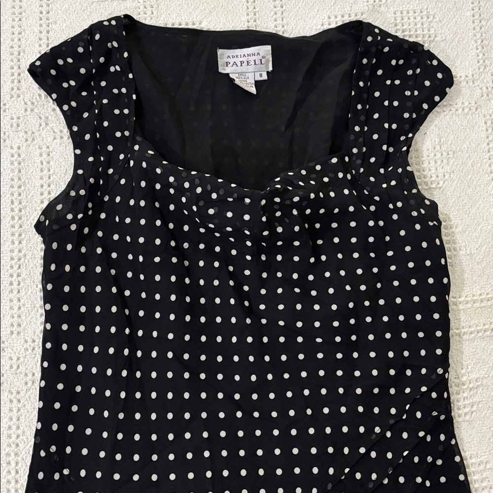 Adrianna‎ Papell Black Silk Vintage Cocktail Women's Dress Size 8 - Picture 9 of 11